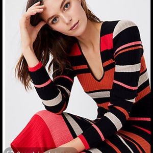 NWT large Ann Taylor mixed stripe sweater dress